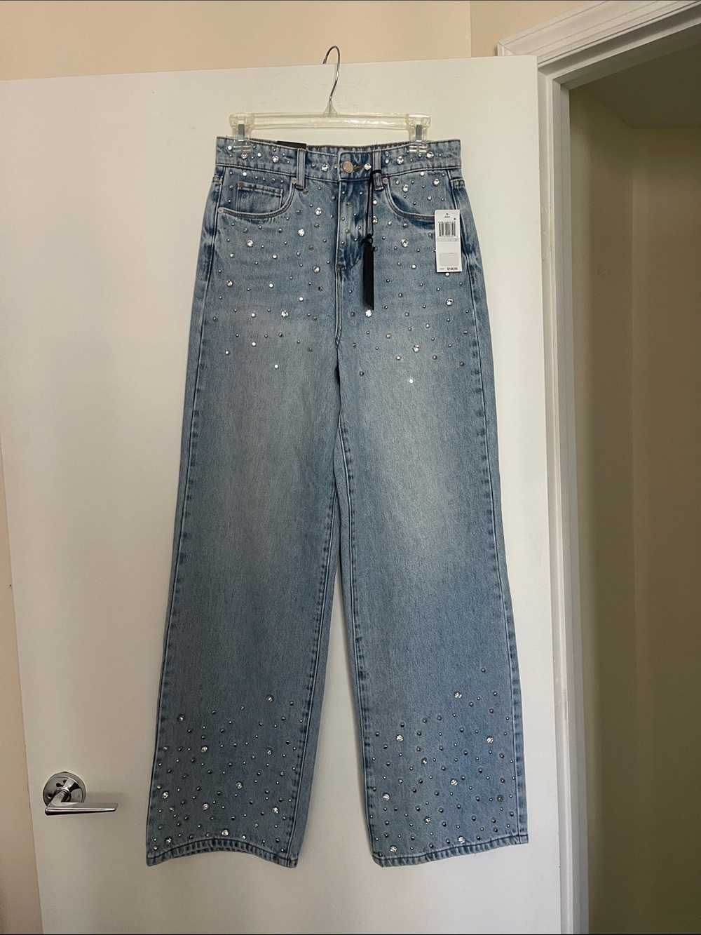 Blank NYC Light Blue Rhinestone Wide-Leg Jeans - Women